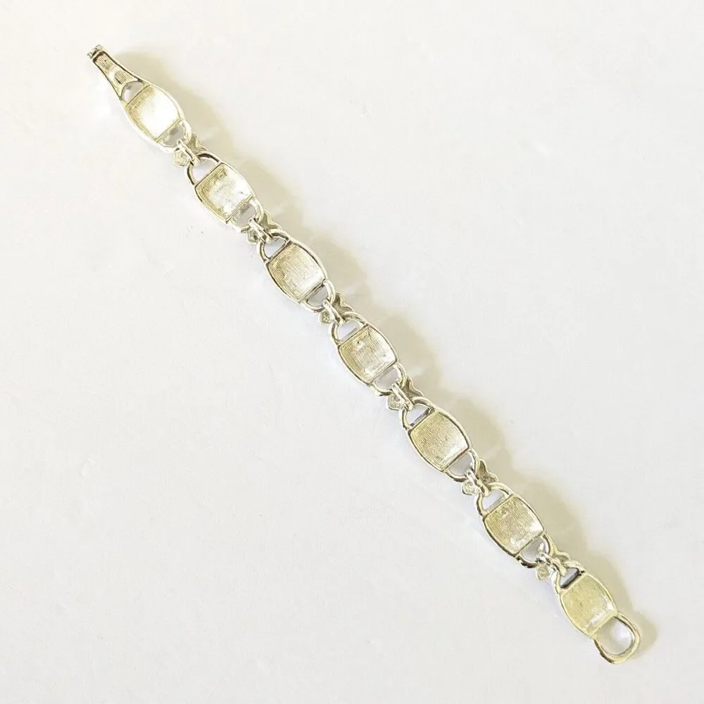 Silver Tone Puffy Heart Swirl Link Bracelet 7